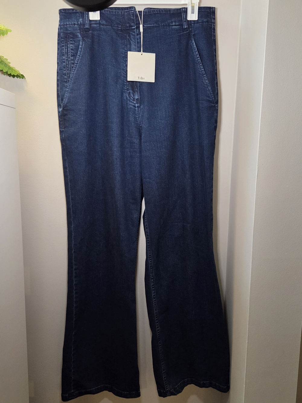 NWT Tibi Fall Denim Classic Indigo Barry Jeans Flared Leg Japanese Denim Size 30 - Picture 3 of 10